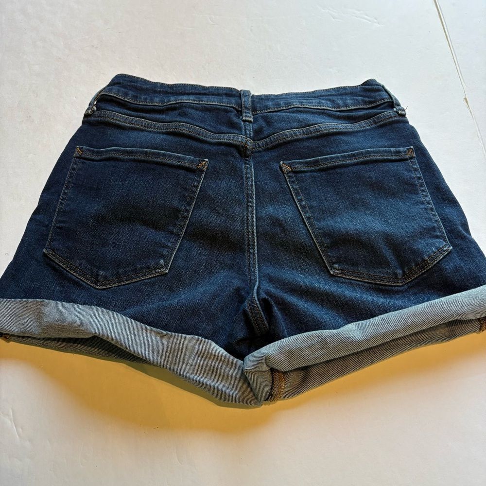 a.n.a. Women's Mid Rise Denim Shortie Shorts Blue Size 4 Cuffed